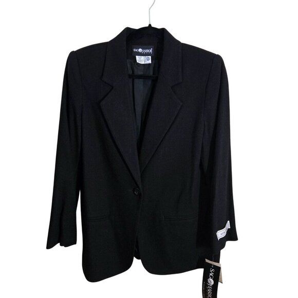 Sag Harbor NWT Black 100% Wool Closet Staple Blazer Size 6p - Picture 2 of 6